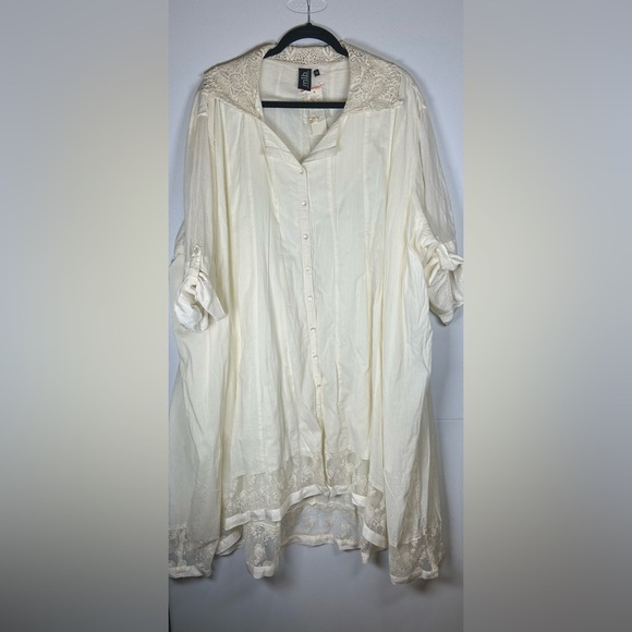 MIB Making it Big Beautiful Ivory Lace Collar Blouse/Tunic. Size 2X - Picture 1 of 10